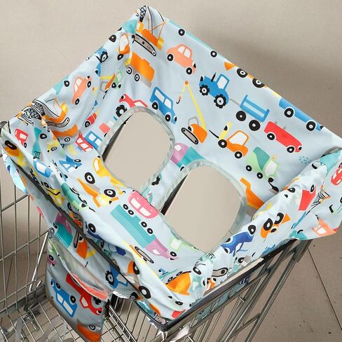 Portable Shopping Cart Cover, High Chair Cover, Cart Cover for Babies, Kids& Toddlers, Portable 2-in-1 Design, Soft Padded Grocery Cart Cover for Baby Boy Girl (Car) in Saudi Arabia