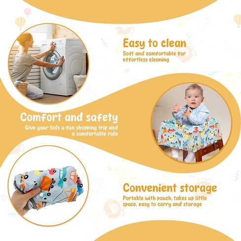 Portable Shopping Cart Cover, High Chair Cover, Cart Cover for Babies, Kids& Toddlers, Portable 2-in-1 Design, Soft Padded Grocery Cart Cover for Baby Boy Girl (Car) in Saudi Arabia