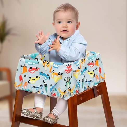 Portable Shopping Cart Cover, High Chair Cover, Cart Cover for Babies, Kids& Toddlers, Portable 2-in-1 Design, Soft Padded Grocery Cart Cover for Baby Boy Girl (Car) in Saudi Arabia