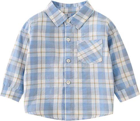 Toddler Kids Baby Boys Shirts Button Down Western Shirts Boys Outfit Toddler Plaid Shirts for Spring Boys Long Sleeve in Saudi Arabia