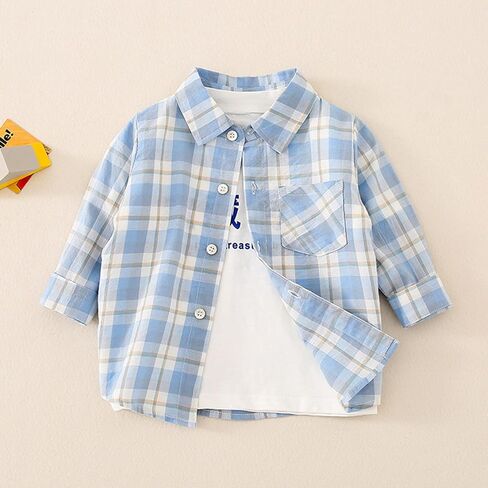 Toddler Kids Baby Boys Shirts Button Down Western Shirts Boys Outfit Toddler Plaid Shirts for Spring Boys Long Sleeve in Saudi Arabia