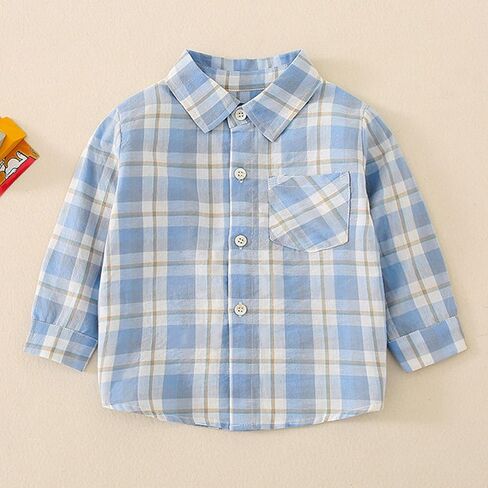 Toddler Kids Baby Boys Shirts Button Down Western Shirts Boys Outfit Toddler Plaid Shirts for Spring Boys Long Sleeve in Saudi Arabia