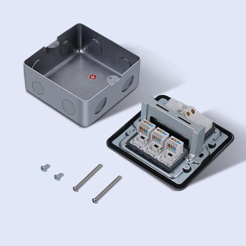 Creemrib Recessed Floor Outlet Kit with Cover Plate, 15A Duplex Receptacle & 3 USB Charging Ports, 2 Gang Floor Electrical Outlet Box for Concrete & Wood Floors (Industrial/Commercial/Home/Office) in Saudi Arabia