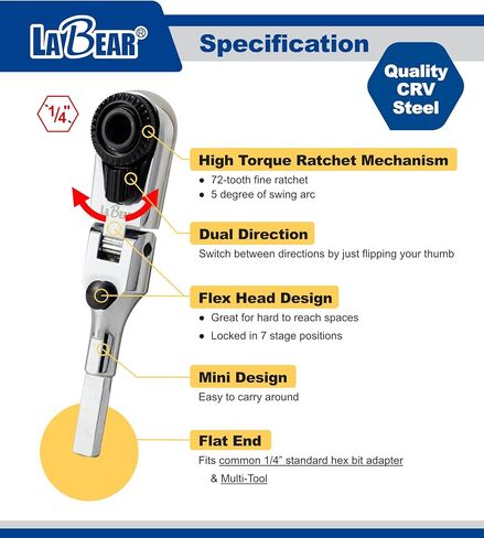 Hex End EDC Socket Ratchet Wrench with Bit adapter, Accessary for Multitools with 1/4" Hex Bits Adapters in Saudi Arabia