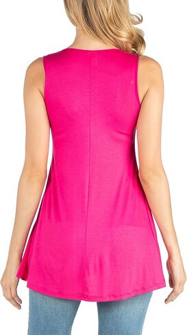24seven Comfort Apparel Womens Comfortable Maternity Scoop Neck Sleeveless Flared Swing Tunic Tank Top -Small-6X in Kuwait