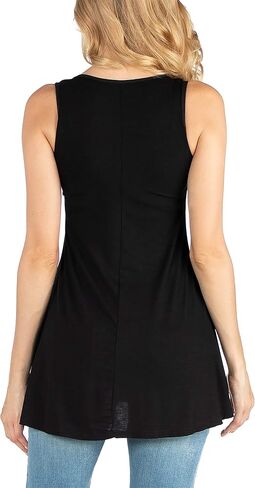 24seven Comfort Apparel Womens Comfortable Maternity Scoop Neck Sleeveless Flared Swing Tunic Tank Top -Small-6X in Kuwait