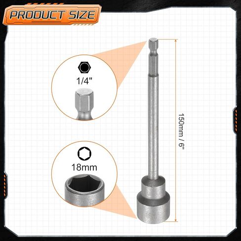HARFINGTON 3pcs Nut Driver Drill Bit 13mm Metric Impact Socket 1/4" Hex Shank 6" (150mm) Extra Long Magnetic 6-Point Sockets Quick-Change CR-V Steel Bolt Setter for Power Drill Drivers in Saudi Arabia