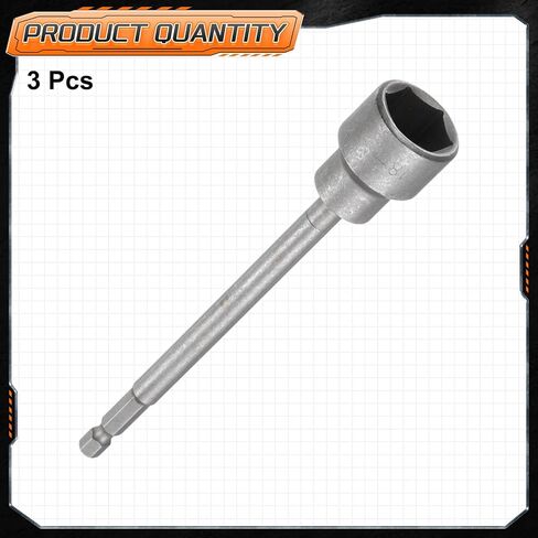HARFINGTON 3pcs Nut Driver Drill Bit 13mm Metric Impact Socket 1/4" Hex Shank 6" (150mm) Extra Long Magnetic 6-Point Sockets Quick-Change CR-V Steel Bolt Setter for Power Drill Drivers in Saudi Arabia