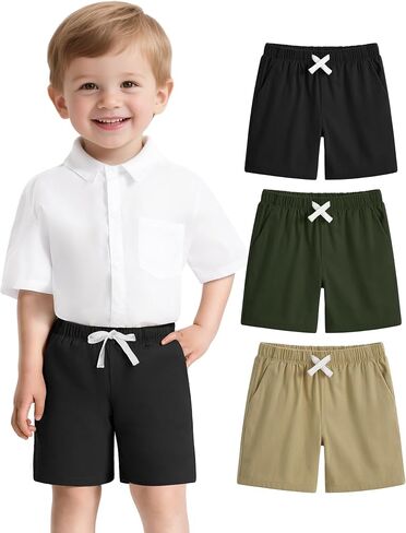 3 Pack Toddler Boys Shorts Baby Boy Summer Uniform Clothes Pull On Jogger Short Size 18M-5T in Saudi Arabia