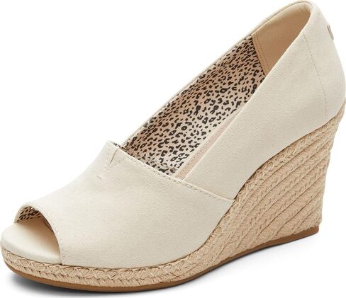 TOMS Womens Michelle Espadrille Peep Toe Pumps Dress Casual Casual High Heel 3" & Up - White in Saudi Arabia
