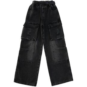 Girls Baggy Cargo Jeans Wide Leg Loose Elastic High Waist Denim Pants Straight Oversized 9 Month Baby Girl Romper