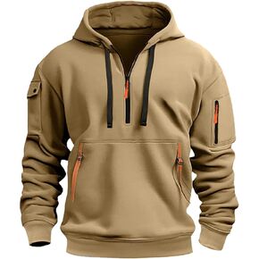 Zipper Hoodies for Men Quater Zip Up Pullover Long Sleeve Casual Sweatshirts Solid Workout Hoodie Tops with Pockets