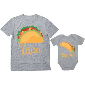 Fathers Day Taco Taquito Dad and Baby Shirts Funny Daddy and Son Matching Outfit