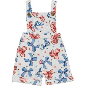RTNNSBBFCM Toddler Baby Boy Girl 4th July Eassls Stars and Stripes Printing Romper Shortalls