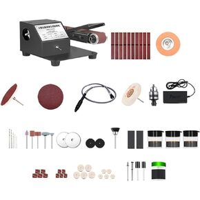 Grinder，250W Vertical & Horizontal Mini Belt Sander Electric Sanding Polishing Grinding Machine Grinding Sander Grinder Small Sand-belt Machine 7 Speed Regulation with 10 Sanding Belts for Polishing (