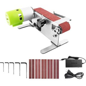 Grinder， Horizontal Mini Belt Sander Electric Sanding Polishing Grinding Machine Grinding Sander Grinder Small Sand-belt Machine One-key Forward & Reverse Rotation 7-Speed Regulation
