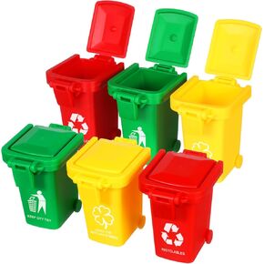 6pcs صندوق القمامة لقمامة الدفع يمكن أن يلعب تعليمية للتعلم المبكر للتطور المعرفي القمامة وتنسيق عين اليد