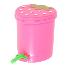 Wakauto Cute Mini Strawberry Trash Can with Lid Versatile Small Garbage Bin for Office Kitchen Nursery Fun and Whimsical Design for Waste Parrot Lightweight and Easy