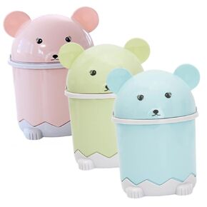 MAGICLULU 3Pcs Mini Cartoon Trash Can with Lid Cute Desktop Waste Bin for Home and Office Stylish Storage for Tidying Up Spaces