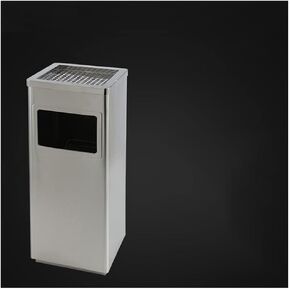 Stainless Steel Square Cigarette Butt Receptacle Ashtray – Outdoor Vertical Trash Can for Hotel Lobby, Patio, Balcony, Office, and Commercial Spaces & Easy to Clean