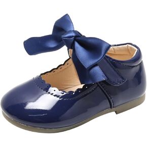 Toddler Flower Girl Dress Shoes Patent Bow Mary Jane Ballet Flats Wedding Party School Shoes Baby Church Shoes
