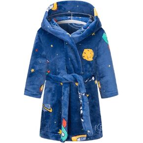 Toddler Kids Baby Boys Girls Hooded Warm Flannel Towel Robe Bathrobe Soft Pajamas Sleepwear Cotton Bodysuit, A, 12-24 Months