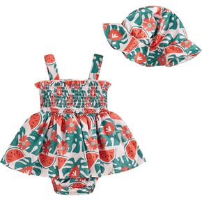 Baby Girl Swimsuit Newborn Summer Bathing Suit Toddler Girl Swim Set with Sunscreen Hat