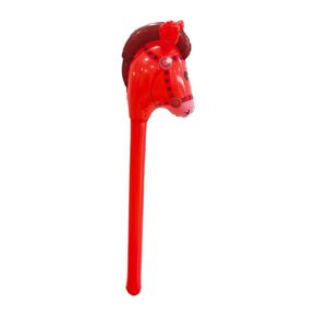 Cartoon Horse Stick Toy for Birthday Celebrations, Portable Inflatable Riding Accessory, Orange