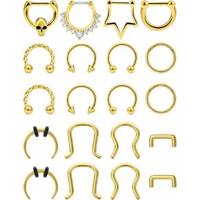 Vsnnsns 16G Septum Jewelry Septum Ring Piercing Jewelry Septum Clicker Ring and Horseshoe Barbell Stainless Steel Ring Septum Nose Rings Hoop Piercing Jewelry for Men Women 10mm 12pcs in Kuwait