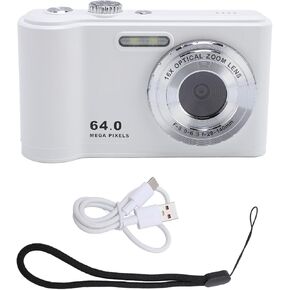 Digital Camera 64MP 4K Video Recording Student Camera Travel Graduation Photography (White)