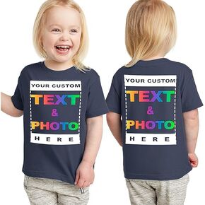 Personalized Toddler T-Shirt for Kids Boys Girls - Custom Image & Text - Customized Front/Back Print - 2T to 5/6T Multicolor