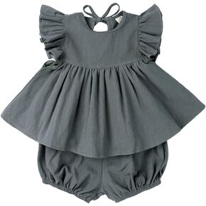 LOOLY Baby Girls Ruffle Sleeve Skirt Top and Bloomer Shorts