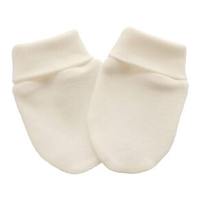 Organic Cotton Newborn Baby Anti Scratch Mittens Color Ivory (3-6 Months)