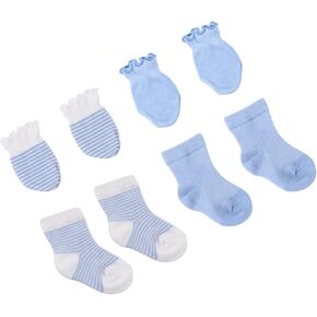 Cute Baby Socks Gloves 4 Pair Package Newborn Cotton Ankle Socks Mittens