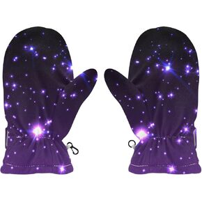 الأرجواني Starry Sky Boys Girls القفازات القفازات الصغيرة الصغار أطفال دافئ الأطفال على الجليد قفازات التزلج للتزلج على التزلج على الرياضة الخارجية S
