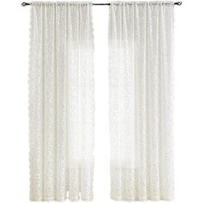 HooHero French Vintage Lace Gauze Sheer Curtains Voile Curtain 50 Width Drape Panel Kids Nursery Room Decor
