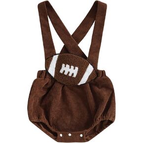 GOOCHEER Fall Clothes Infant Baby Boy Girl Suspender Bib Overall Shorts Bloomers Smocked Football Game Day Outfit
