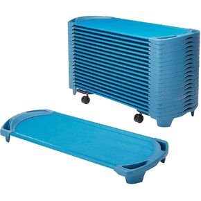 Children's Factory SpaceLine Activity Center and Set of 20 Toddler Nap Cots, Ocean, AFB5732OB, Kids Portable Sleeping Daycare, Nursery or Preschool Rest Cots,Ocean Blue