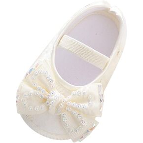 0 to 18 Months Baby Toddler First Walking Non-Skid Shoes Fashion Soft Sole Pearl Dress Flower Princess Shoes