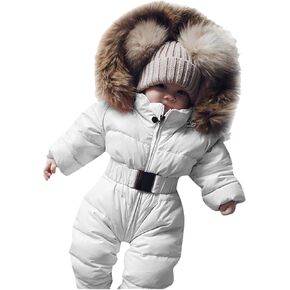 Outerwear Romper Coat Warm Infant Baby Jacket Snowsuit Hooded Jumpsuit Girls Snow for Kids (Pink, 0-3 Months)