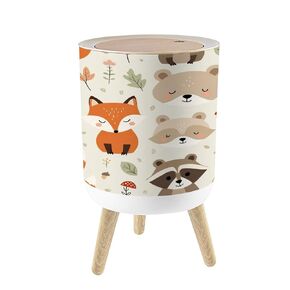 Small Trash Can with Lid Rainbow Baby Cloud Rainbow Texture Kids Cartoon Garbage Cans 1.8 Gallon Round Wastebasket Dog Proof Trash Can Waste Basket for Bathroom Office Dorm Decor