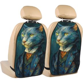 Cat Funny Car Seat Back Kick Protectors,2 Pack Kick Mats with Storage Pockets for Vehicles to Protect from Dirt Mud Scratches