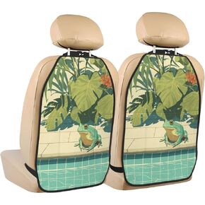 Happy Frog in The Pool Car Seat Back Kick Protectors,2 Pack Kick Mats with Storage Pockets for Vehicles to Protect from Dirt Mud Scratches