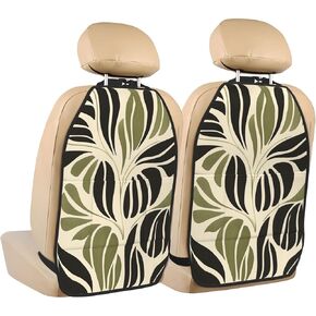 Botanical Minimalism Print Car Seat Back Kick Protectors,2 Pack Kick Mats with Storage Pockets for Vehicles to Protect from Dirt Mud Scratches
