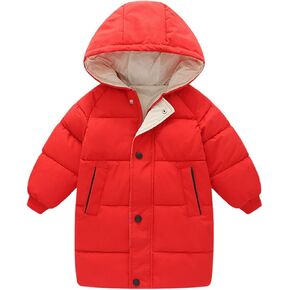 Kids Boys Girls Winter Warm Hooded Puffer Down Jacket Lightweight Windproof Padded Warm Coat Outerwear