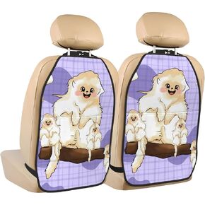 Cute Golden Monkey Printing Car seat Anti Kick Storage pad 2 Pieces, Multi-Functional Storage Bag seat Protector After Installation