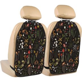 Mushroom Kick Mat Back Seat Protector for Kids Car Seat Back Covers Organizer with 3 Storage Pocket Backseat Car Organizer Travel Accessories 2 Pack Universal Vehicle Interior