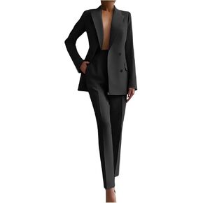 Two Piece Outfits for Women Dressy Blazer Jackets High Waisted Straight Leg Pants Business Casual Office Suits Set