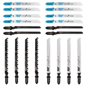 20 Pack Jigsaw Blades Set Jig Saw Blade Set Multi-Purpose T Shank Jigsaw Blades Replacement for Cutting Wood Plastic Metal