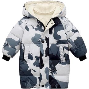 sfdgfhyf Kids Long Lightweight Hooded Puffer Jacket Boys Girls Winter Coat Toddler Baby Quilted Bubble Hooded